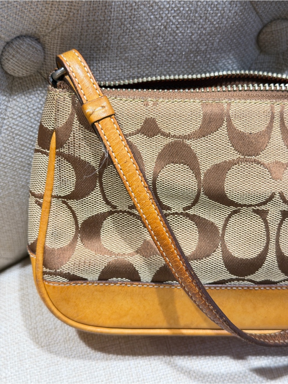 Coach Y2K Hampton Mini Signature Wristlet Brown Canvas Leather Pochette Bag 2004 - Picture 7 of 16